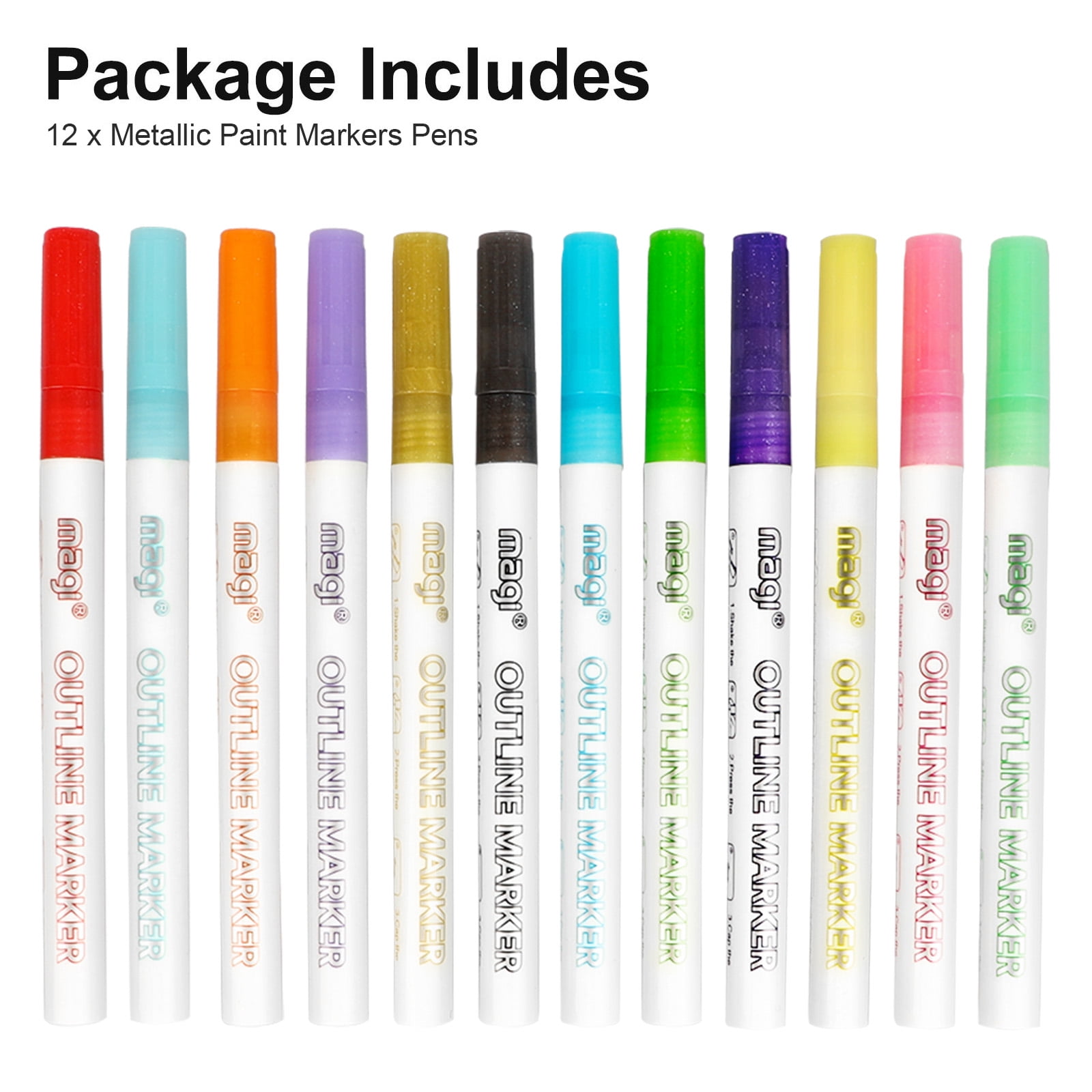 Tomorotec Double Line Outline Marker, Self-outline Metallic Markers for  Bullet Journal Pens & Colored Permanent Marker Pens for Kids