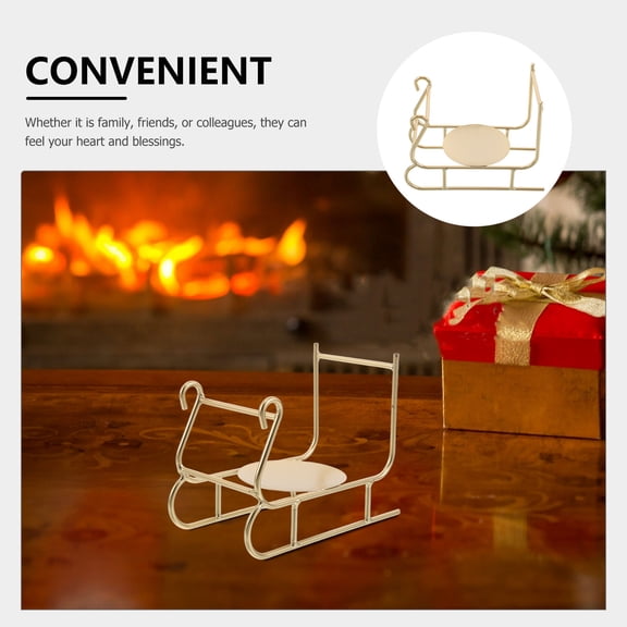 LOLIPPYY Golden Metal Sleigh Candle Holder Decorative Pillar Candle Stand for Dining Table