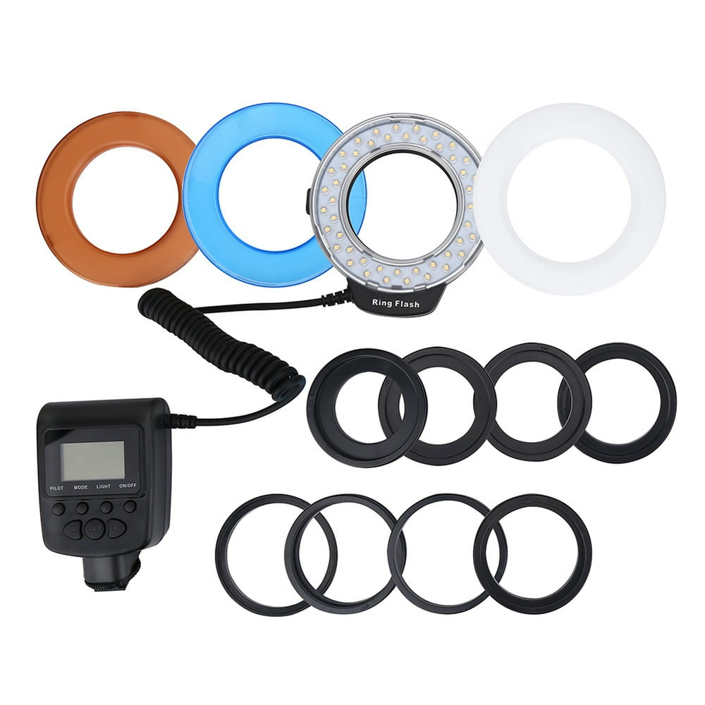 Kritne Camera Ring Flash, Portable LED Ring Flash Battery Operated Fill Light with Color Filters
