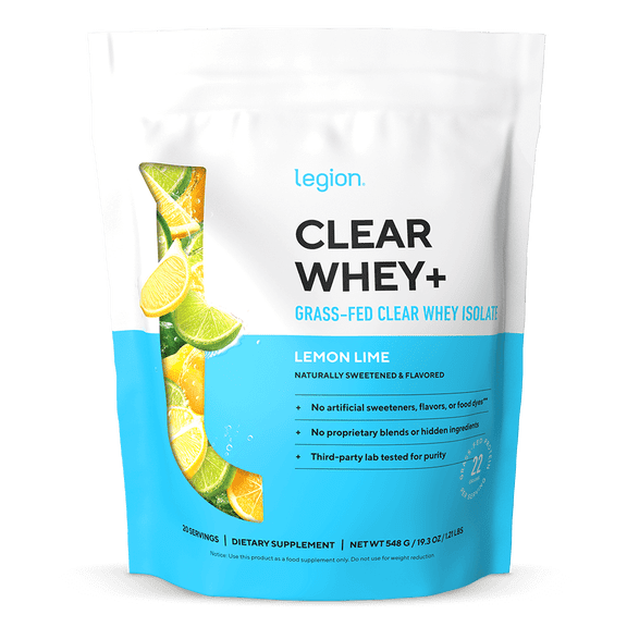 Legion Athletics Clear Whey Protein Isolate Lactose-Free Lemon Lime Flavor 22g Protein 1 Count 20 Servings