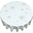 thumbnail image 2 of Winter Blue Snowman Round Tablecloth 60 Inch Christmas Snowflake Decoration Holiday Snow Table Cloth Polyester Fabric Waterproof Washable Table Cover for Home Kitchen Outdoor Party, 2 of 6