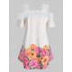 thumbnail image 2 of Más el tamaño de la flor impresiones Abra el Panel de hombro a cielo abierto del tee Rosegal Camisetas tallas grandes, 2 of 5