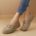 thumbnail image 7 of Domzle Women's Comfortable Faux Leather Penny Loafers Slip On Business Casual Dress Shoes Lightweight Office Work Flats Everyday Walking Shoes for Women Khaki, 7 of 7