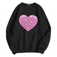 thumbnail image 5 of Sweatshirt for Women Long Sleeved Crew Neck Heat Printed Pullover Tops Solid Color Casual Cozy Soft Winter Fall Women's Sweatshirts Black S, 5 of 5