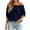 Dark Blue, variant on Women Off Shoulder Puff Sleeve Blouse Summer Casual Flowy Loose Top Solid Boho Vacation Beach Travel Holiday Party Cocktail Night Out Elastic Ruffle Neck Khaki M