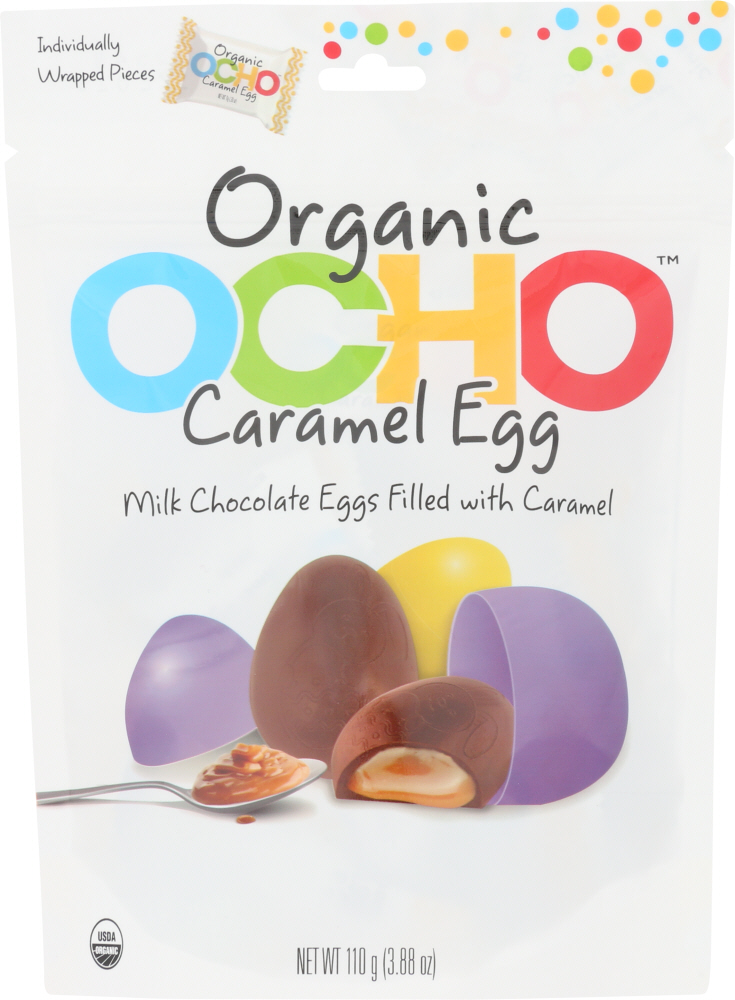 OCHO CANDY Milk Chocolate Caramel Egg Mini Org, 3.88 oz