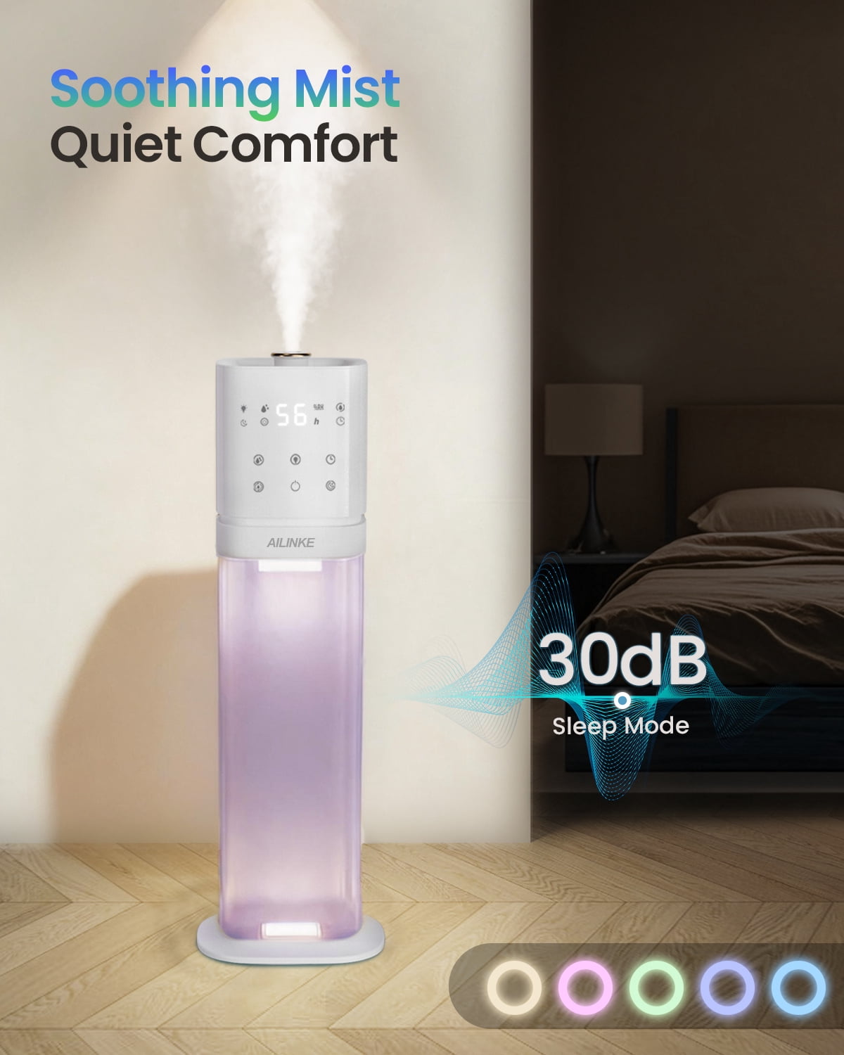 Smart Humidifier Large Room, 2.1Gal/8L Humidifiers for Room Bedroom, Whole House Cool Mist Humidifiers, White
