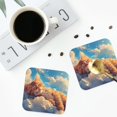 thumbnail image 4 of Rateoe Cloud Sleeping Cat Drawing Drink Coasters Set of 4 Leather Coasters Spill Protection for Table Desk,Durable and Non Slip Leather Coaster ,4 Inches Drink Mats-Square, 4 of 6