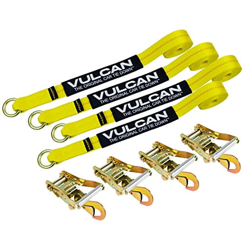 VULCAN Ratchet Strap with Snap Hooks - 2 Inch - Classic Yellow - 3,300  Pound Safe Working Load