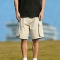 thumbnail image 5 of cllios Men's Big and Tall Cargo Shorts with Pockets Loose Fit Drawstring Waist Outdoor Short Summer Casual Shorts Beige XL, 5 of 7