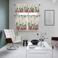 thumbnail image 4 of Spring Pink Roses Kitchen Curtains Sets for Windows 36 Inch Length, Pastoral Eucalyptus Leaves Rustic Burlap Rod Pocket Window Treatments Tier Curtains and Valances Set for Bedroom/Bathroom, 4 of 8
