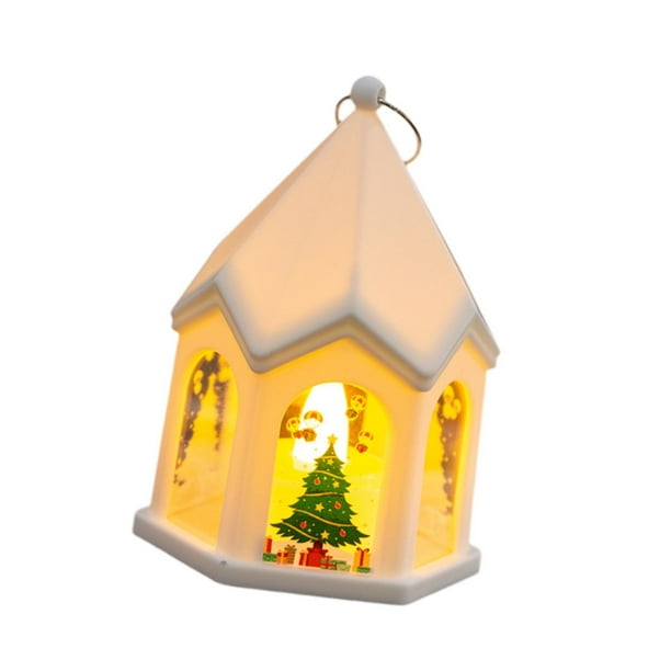 Lámpara de escritorio navideña con luz nocturna, pequeña y portátil, para guardería. Árbol de Navidad blanco