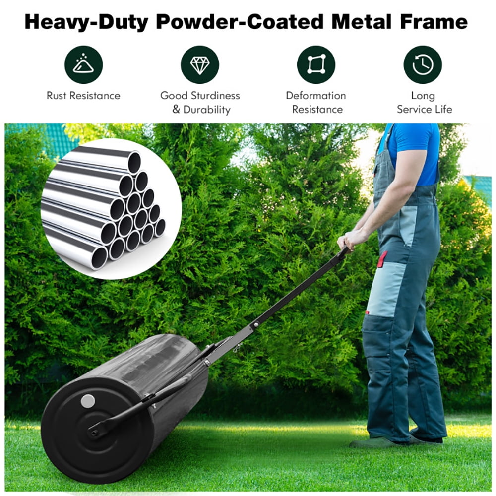 Resenkos Manual Lawn Aerator, Aerator Lawn Tool,39 Inch Wide Push/Tow Lawn Roller-Black