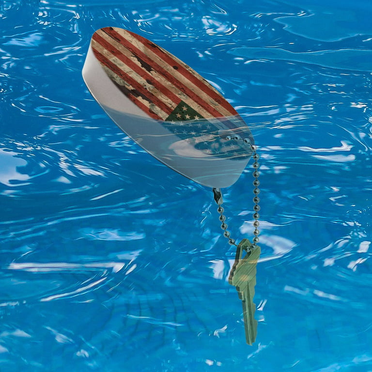Rustic American USA Flag Distressed Floating Keychain Oval Foam