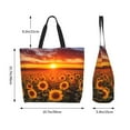 thumbnail image 5 of Pofeuu Sunset Golden Sunflower Field Print Reusable Grocery Bags - Washable, Foldable, Packable Tote, Large Handles, Heavy Duty, Zippered Top Pouch, 5 of 8