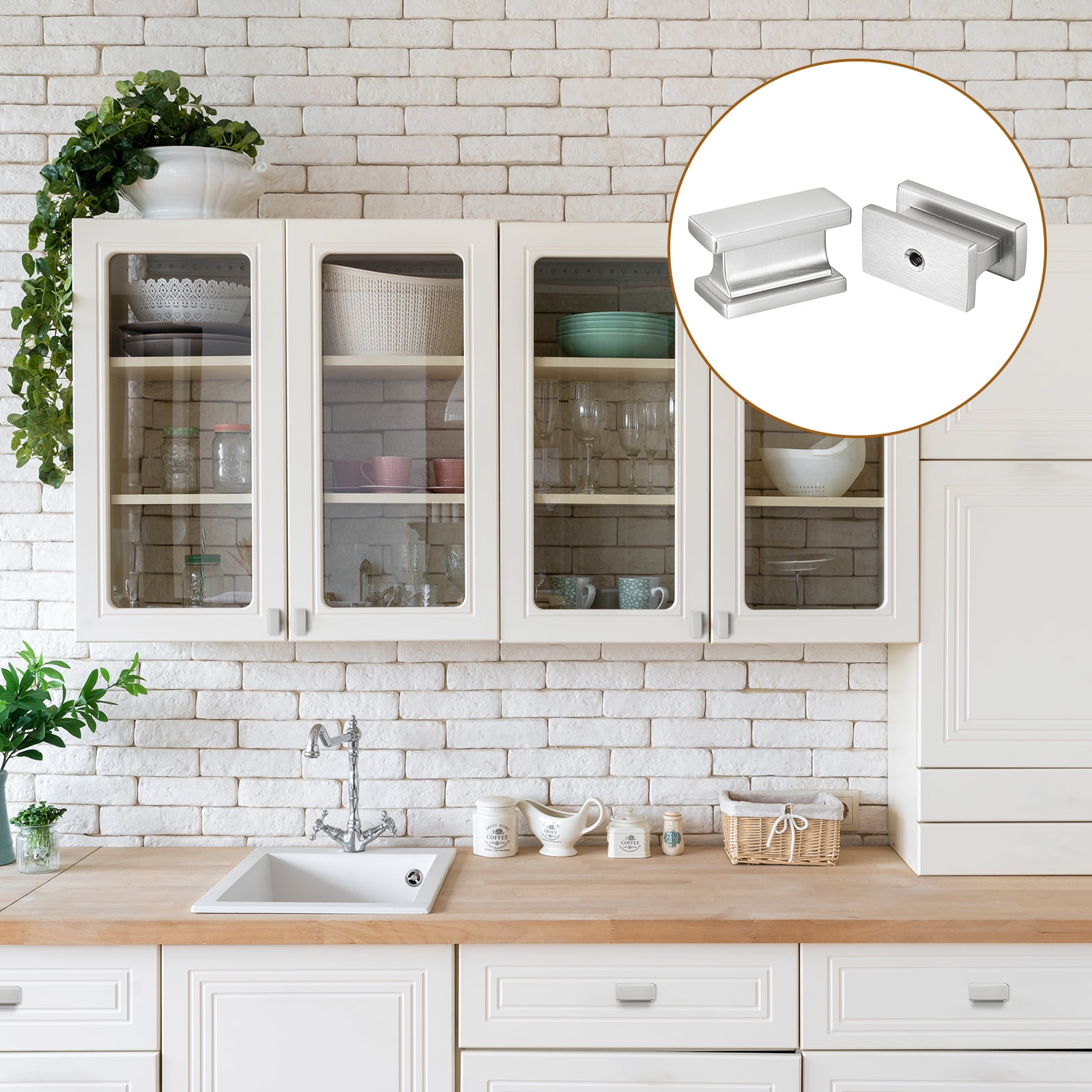 10 Pack Square Cabinet Knobs, Silver Dresser Knobs Kitchen Cabinet Hardware for Dresser Drawer Knobs