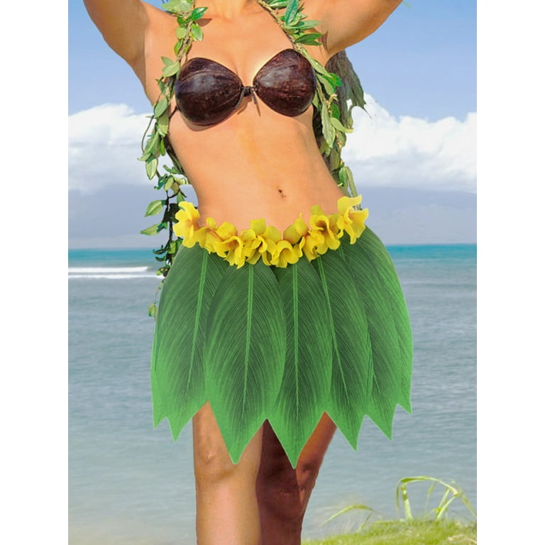 Hawaiian Ti Leaf Hula Green Skirt Luau Party Accessory Grass Skirts for Adults Moana Skirt Adult Costume Maui Costume for Men Beach Party Halloween Costume Walmart