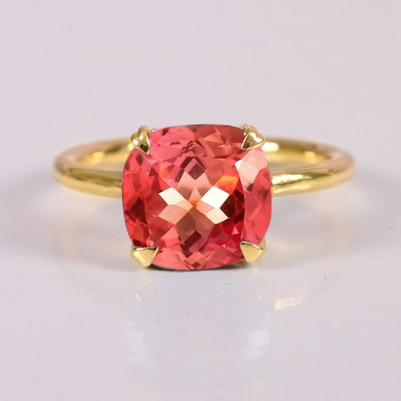 Solitaire Padparadscha Sapphire Gemstone Ring, Handmade Fine Ring, 925 Sterling Silver Ring, Wedding Wear Ring Jewelry, Birthstone Jewelry, Stacking Ring.