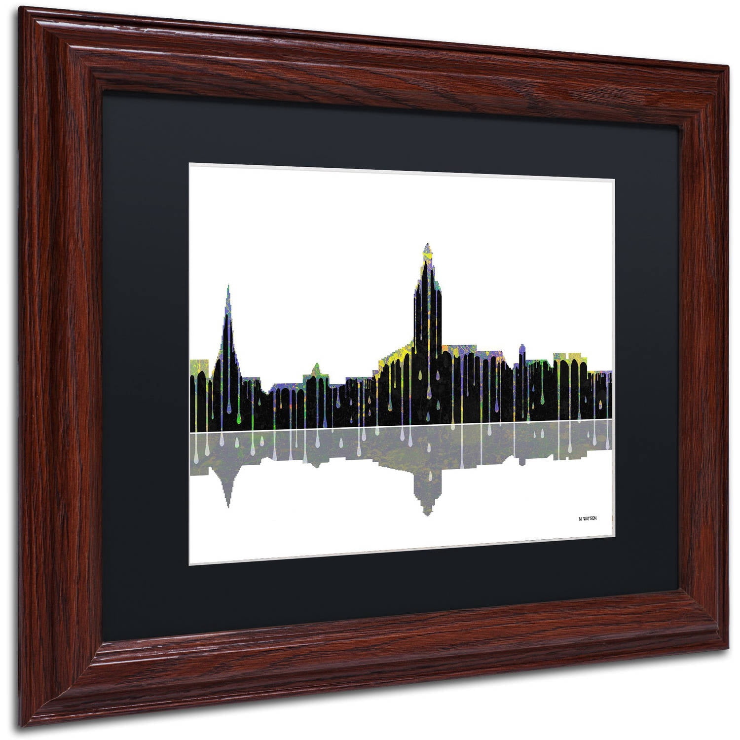 Trademark Fine Art "Annapolis Maryland Skyline" Canvas Art by Marlene Watson Black Mat, Wood Frame