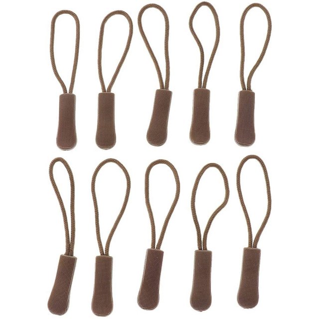 Yazoeia 10pcs Zipper Pull Cord Zip Puller Zip Fastener Zip Slider Replacement Jacket Bag, Tan CJC912-201632