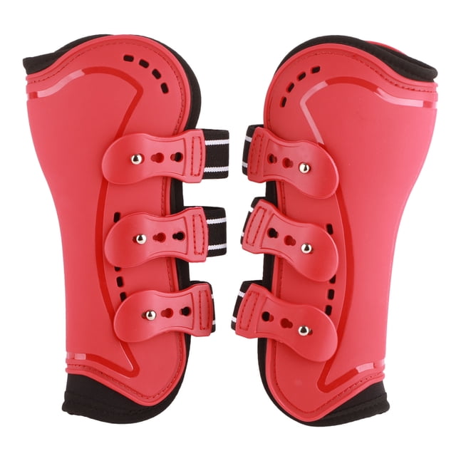 Botas para patas delanteras de caballo, transpirables, absorción de impactos, evitan resbalones, forro suave, protector ligero para patas de caballo, rojo, L