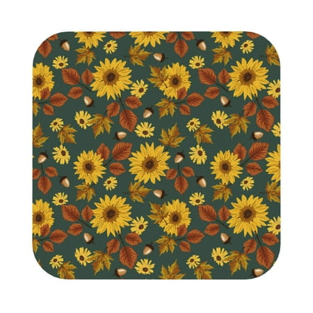 

Pofeuu Fall Daisy Leaf Nuts Print Leather Coasters Set of 6 Round Cups Mugs Mat Pad for Home Kitchen Heat Resistant Drink Coasters Square