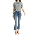 thumbnail image 2 of INSPIRE CHIC Women's V Tie Neck Turn Down Collar Puff Sleeve Floral Blouse Top XS Light Blue, 2 of 7