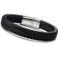 thumbnail image 1 of Braided leather bracelet men's bracelet modern without steel buckle. 1 pc, black, 1 of 4