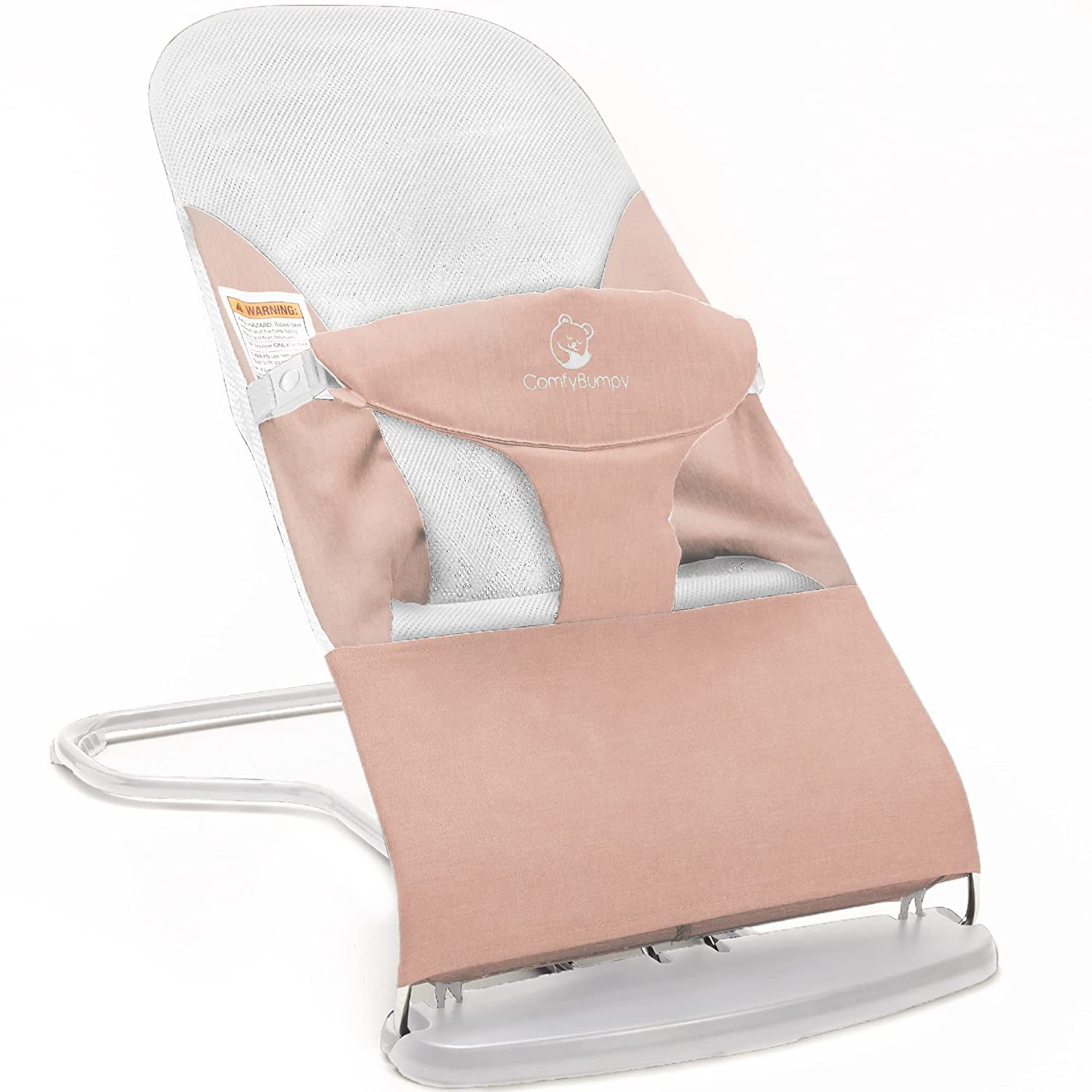 ComfyBumpy Ergonomic Baby Bouncer Seat - Portable Bouncing Chair with Adjustable Height Positions- Pink