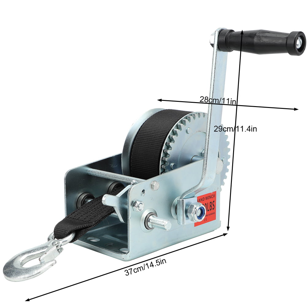 Boat Trailer Winch Manual Winch with Hook and Gear Grease Hand Crank Winch ZOENHOU 1600lbs Capacity Heavy Duty Hand Winch with 49FT / 15m Steel Cable for Pulling Boat Trailer Truck 