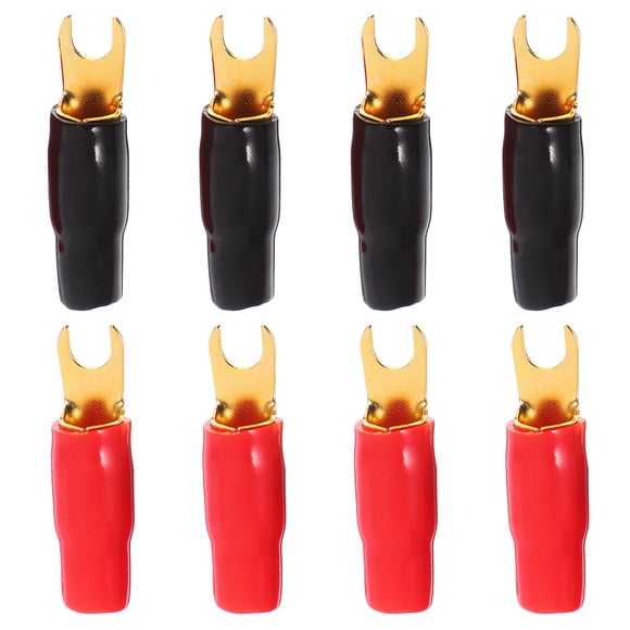 4 Pairs 0ga Amp Connectors Spade Fork Terminal Speaker Wire Connectors For Automotive Audio Systems Heavy Duty Gold Plated Terminals For Enhanced Signal