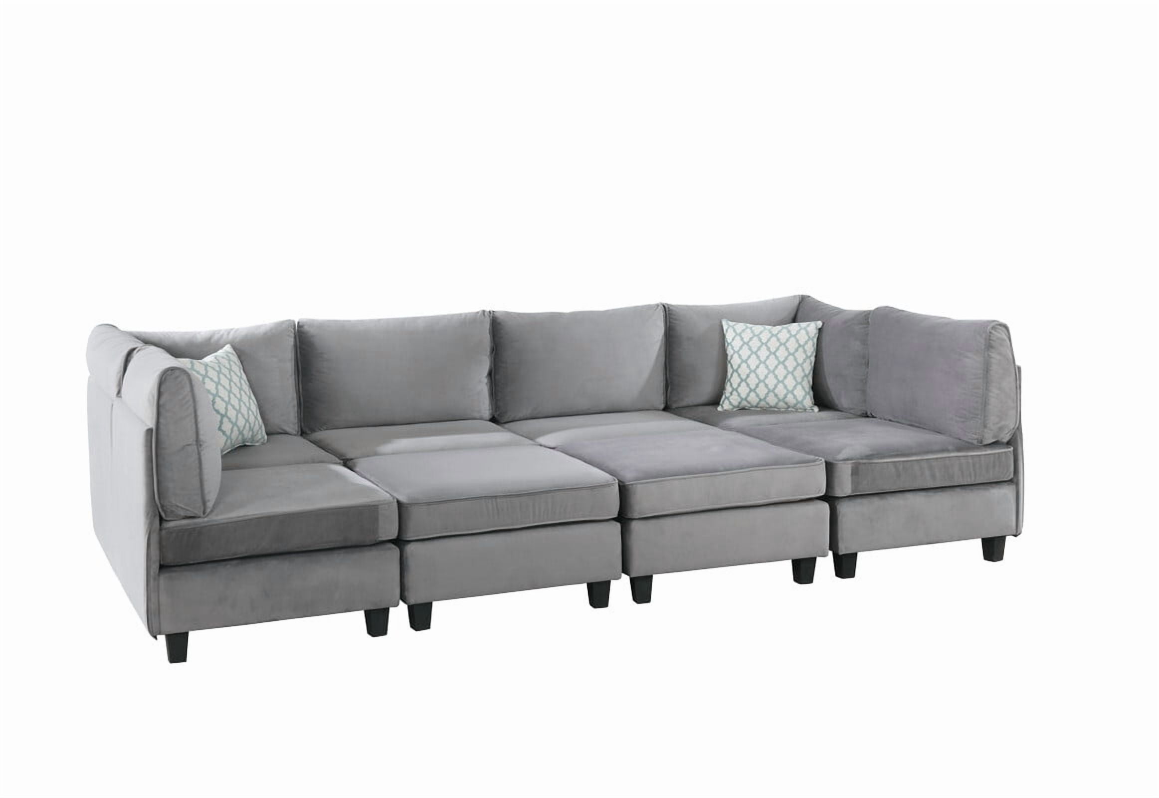 Howcool Cloud Couch Modular Sectional Sofa 6 Seater, 8‑Piece 120" U‑Shaped Velvet Couch, Reconfigurable Convertible Set with 2 Ottomans & Accent Pillows for Living Room, Gray