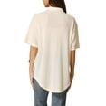 thumbnail image 3 of INSPIRE CHIC Summer Casual Tunic Shacket Shirt for Women's Waffle Knit Half Sleeve Button Down Shirts Top XS Beige, 3 of 6