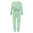 thumbnail image 4 of Conjunto de jogging de 2 piezas para mujer: camiseta de manga larga y pantalones de chándal con cordón. Conjunto informal de poliéster para todas las estaciones., 4 of 4
