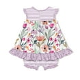 thumbnail image 2 of Millie Loves Lily Baby Girls White & Lilac Floral Skirted Bubble Romper, 2 of 2