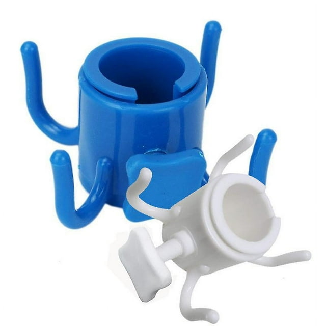 2 packs, Support de Parasol de Plage, Crochet Quadrangulaire pour Parasol, Blanc, Bleu