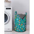 thumbnail image 3 of Christmas Laundry Bag, Colorful Ornamental Elements and Oriental Shapes, Hamper Basket with Handles Drawstring Closure for Laundromats, 13" x 19", Teal Multicolor, by Ambesonne, 3 of 4
