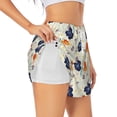 thumbnail image 2 of Bixox Women's Flower Leaves pattern 2 in 1 Running Shorts - Lightweight Athletic Workout Gym Yoga Shorts Liner with Pockets - Small, 2 of 7