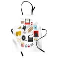 thumbnail image 1 of Cinema Apron, Movie Theater Composition with Stage Ticket Popcorn Camera Director Seat, Unisex Kitchen Bib with Adjustable Neck for Cooking Gardening, Adult Size, Multicolor, by Ambesonne, 1 of 4