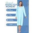 thumbnail image 3 of Casual Nights Women Long Sleeve Henley Nightgown, Cotton Blend House Dress with Floral Print, Relaxed Fit Sleepwear Lounge Dress, Ribbed Blue 2XL, 3 of 5