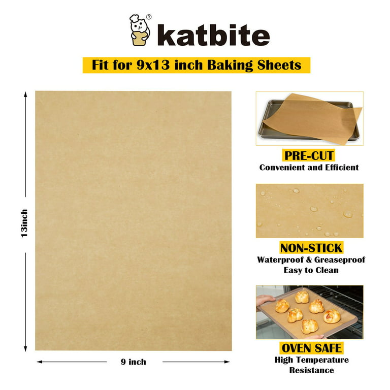 Katbite Heavy Duty Unbleached Parchment Paper, 200 Pcs, 9x13 inch,Brown 