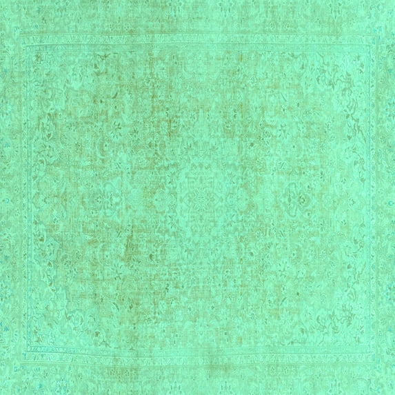 Ahgly Company Machine Washable Indoor Square Abstract Turquoise Blue Modern Area Rugs, 3' Square