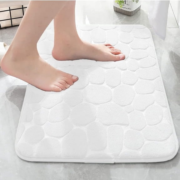 FUDAKUNA Bath Rugs Non Slip Absorbent 20"x32" Soft White Memory Foam Bathroom Rugs Machine Washable