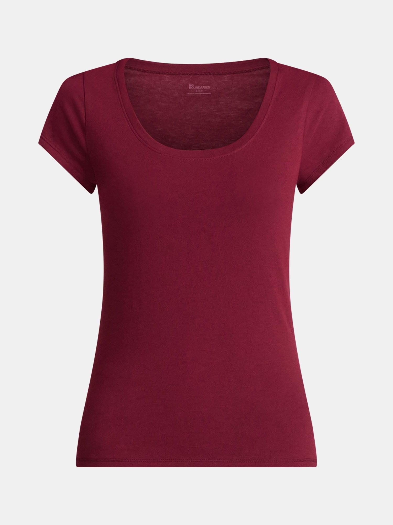 No Boundaries Scoop Neck Tee with Short Sleeves, Women's