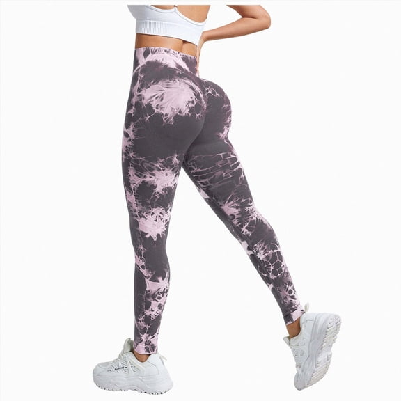 Mnuaqn Tie Dye Scrunch Butt Lifting Leggings for Women Booty Sculpting Workout Tight High Waist Tummy Control Yoga Gym Pants Dark Gray for Size L