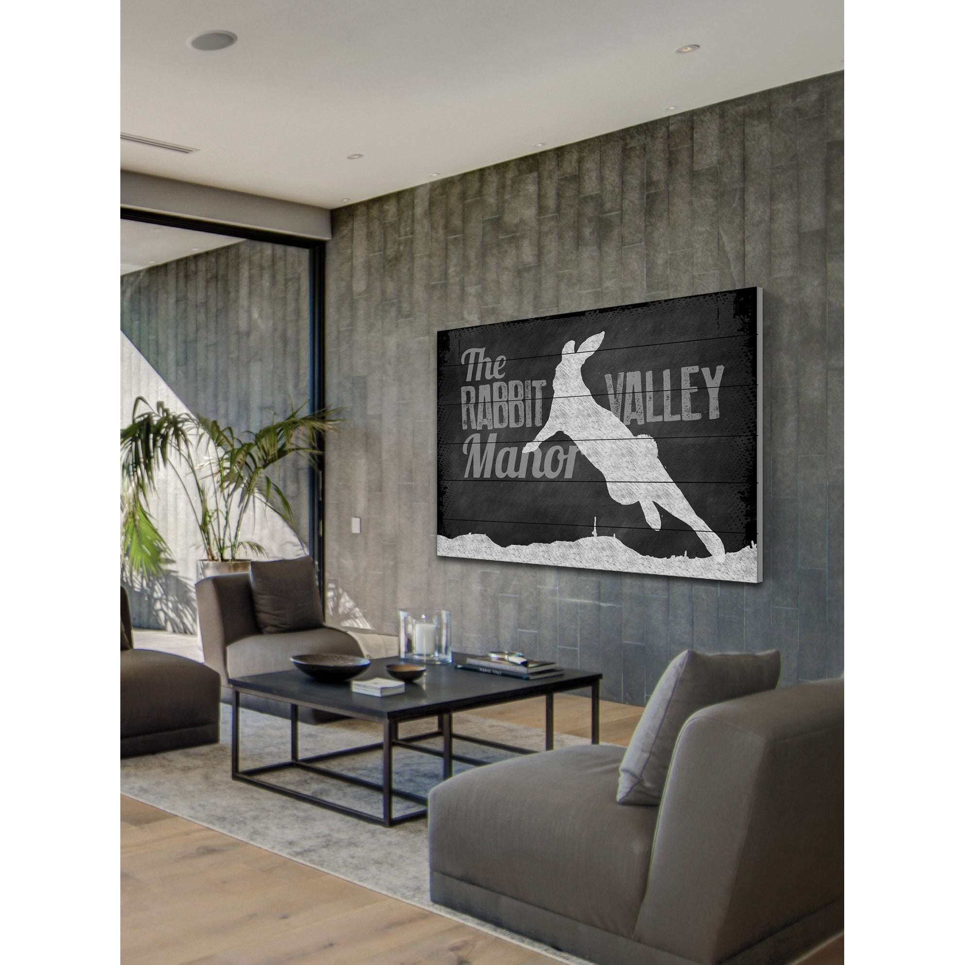 Marmont Hill "Rabbit Valley Manor" Painting Art Print On White Wood, 45.0" x 1.5"