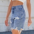thumbnail image 5 of SWSMCLT Women's Jean Denim Shorts Mid Rise Shorts Pocket Button Casual Shorts Fashion Distressed Summer Light Blue Medium, 5 of 5