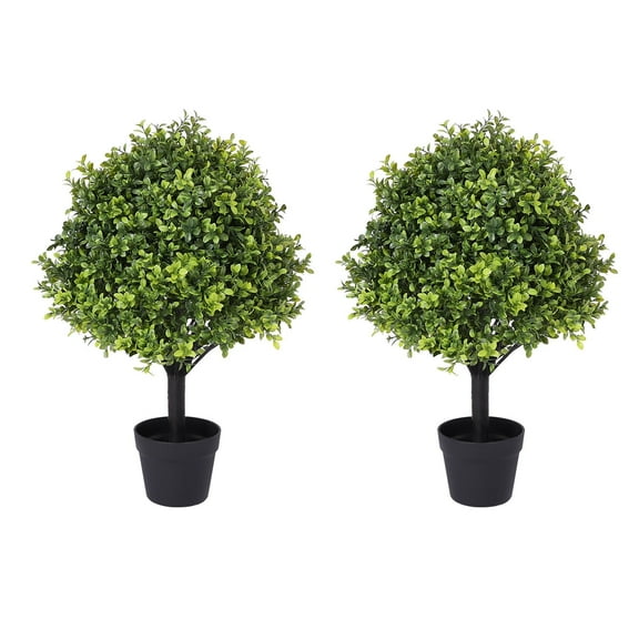 Poetree 2.3FT Artificial Topiary Ball Boxwood Topiary Tree in Pot for Indoor Outdoor Home Office Decor Pack of 2
