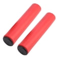 thumbnail image 3 of 1 par de empuñaduras de manillar de bicicleta de silicona antideslizantes y a prueba de golpes con tapones de extremo rojos, 3 of 12