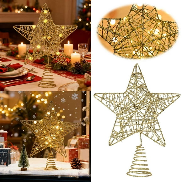 Elegant 3D Metal Craft Glitter Topper Star Desktop Ornament for Home and Festive Centerpiece in Modern Interior